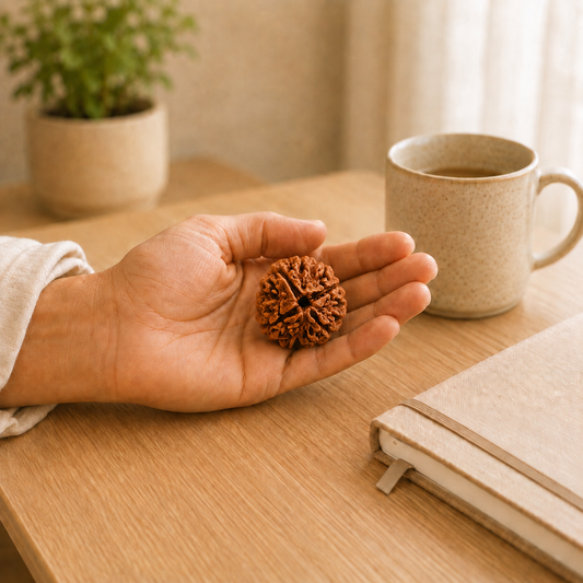 4 Mukhi Rudraksha lifestyle view showing style, scale and fit