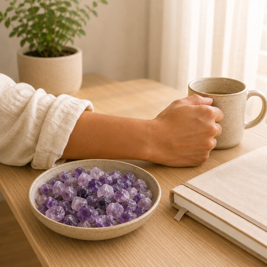 Amethyst Chips lifestyle view showing style, scale and fit