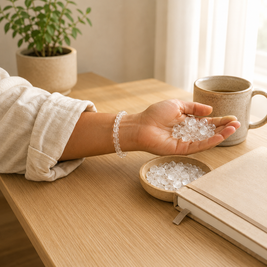 Clear Quartz Chips lifestyle view showing style, scale and fit