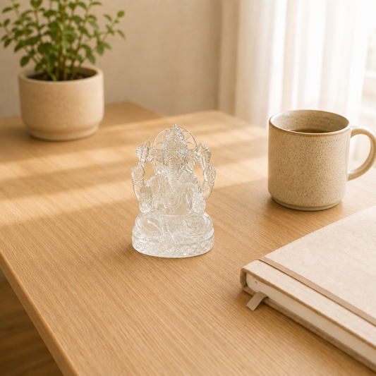 Clear Quartz Ganesha lifestyle view showing style, scale and fit
