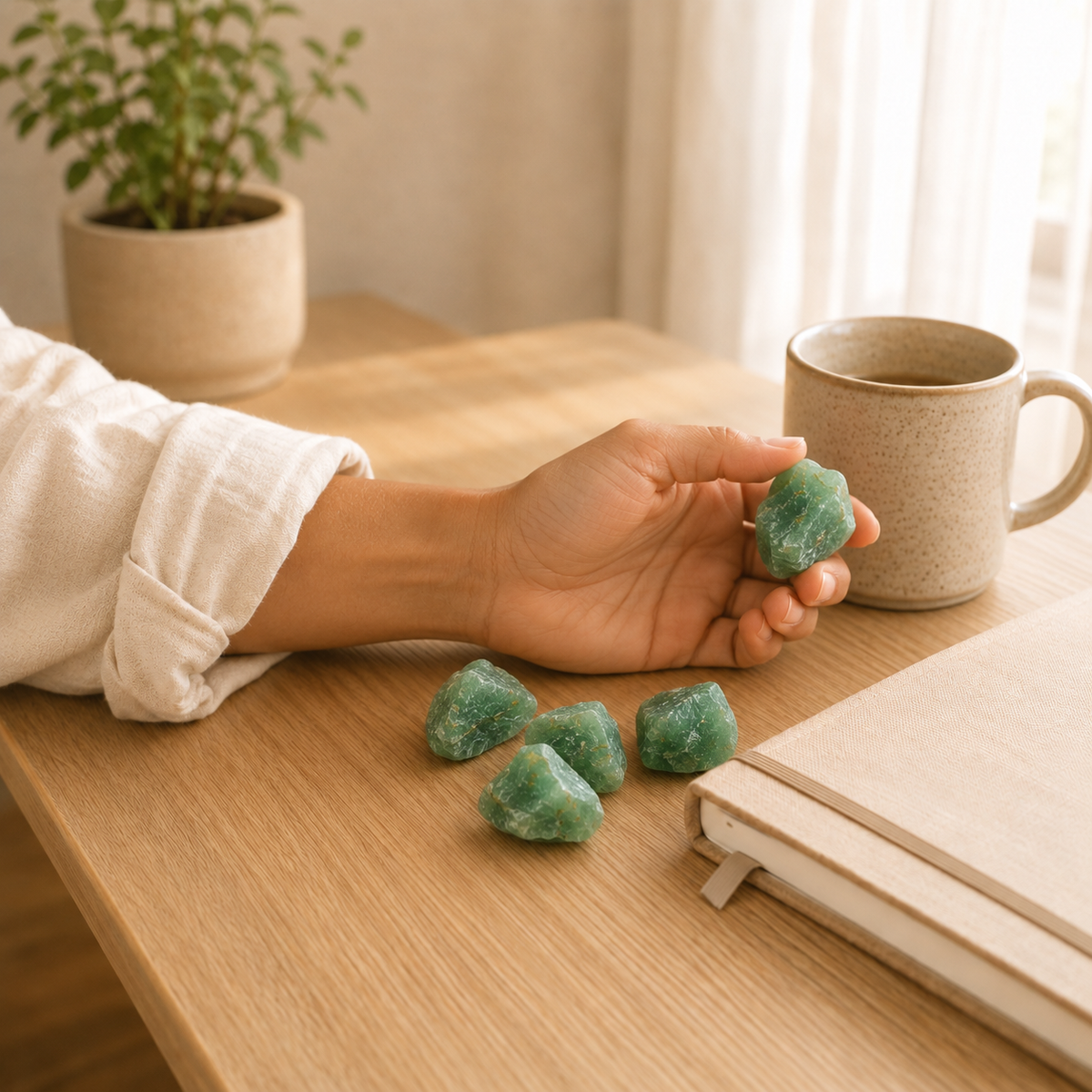 Green Aventurine Stone lifestyle view showing style, scale and fit