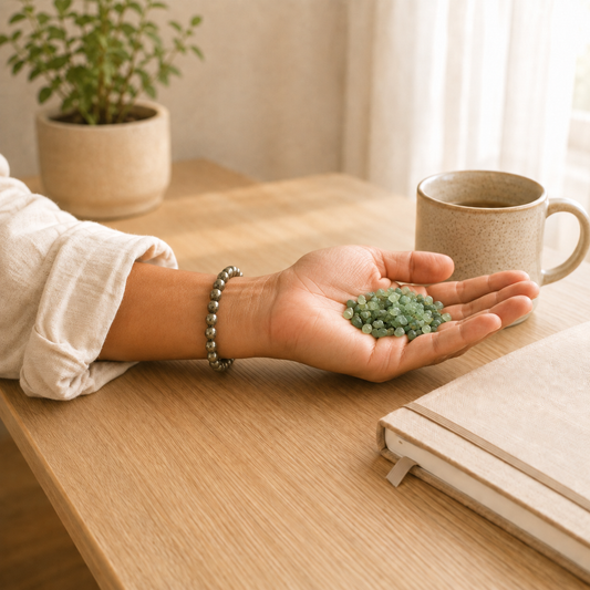 Green Jade Chips lifestyle view showing style, scale and fit
