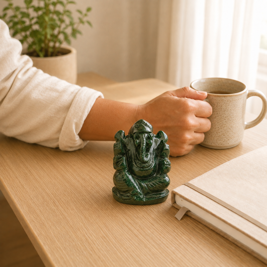 Green Jade Ganesha lifestyle view showing style, scale and fit