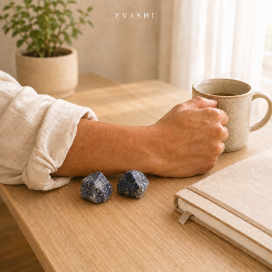 Raw Sodalite Stone lifestyle view showing style, scale and fit
