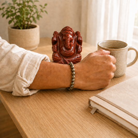 Red Jasper Ganesha lifestyle view showing style, scale and fit