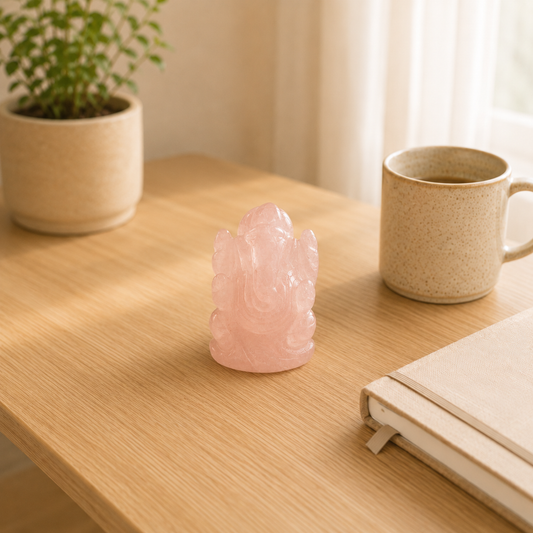 Rose Quartz Ganesha lifestyle view showing style, scale and fit