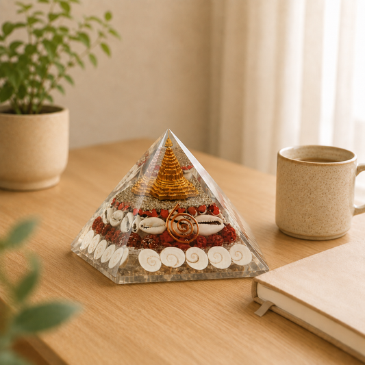 Shree Yantra Pyramid lifestyle view showing style, scale and fit