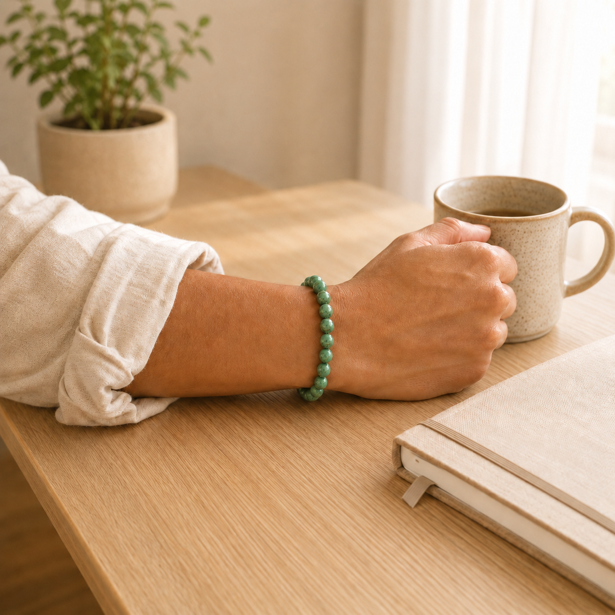 Turquoise Bracelet worn on wrist showing bracelet style and fit