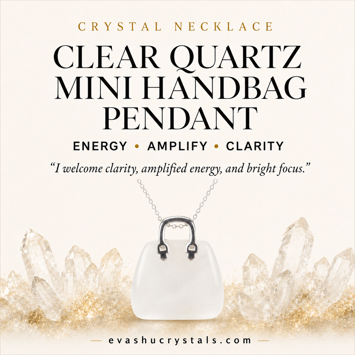 Clear Quartz mini handbag pendant product information guide