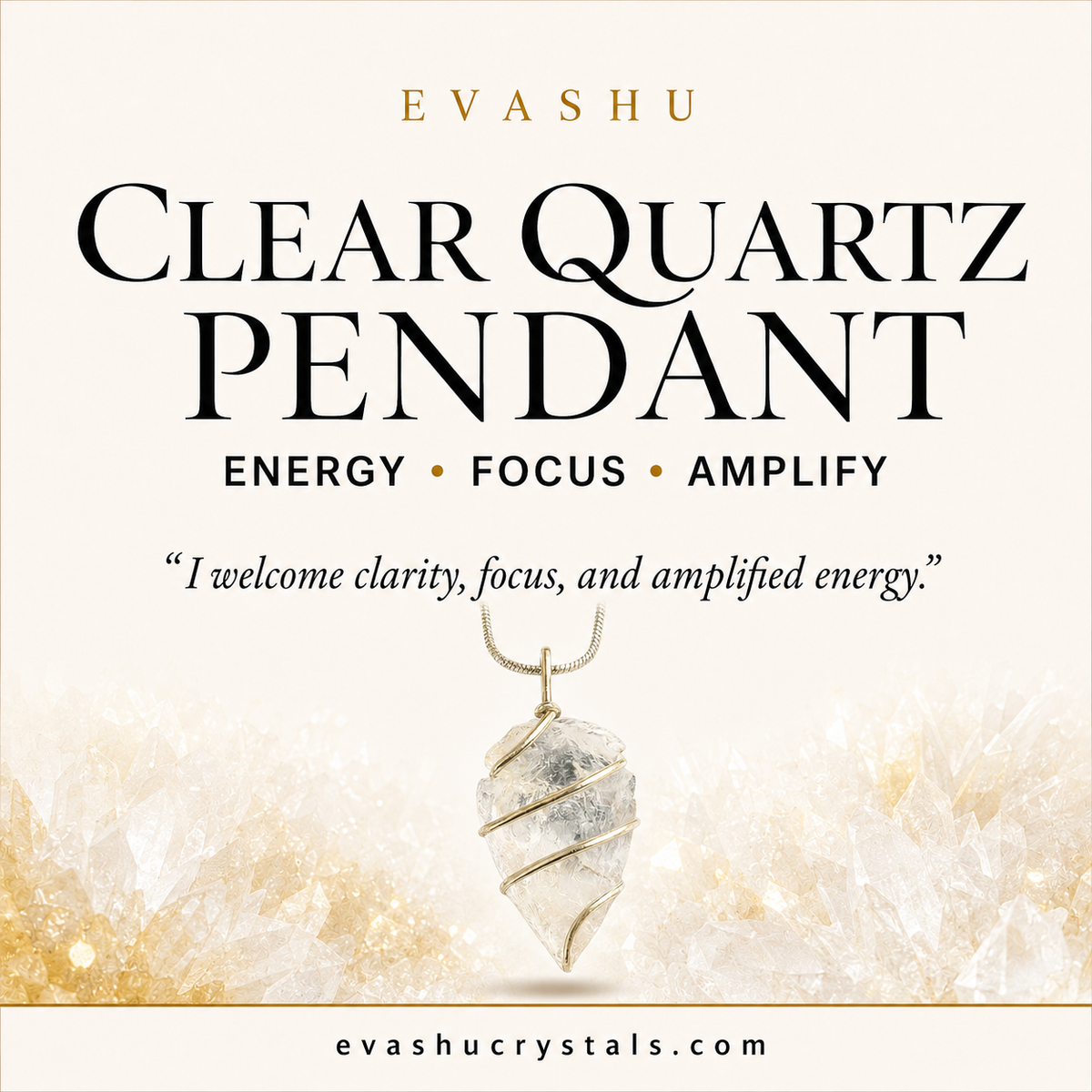 Clear Quartz Tumble Pendant focus and intention guide