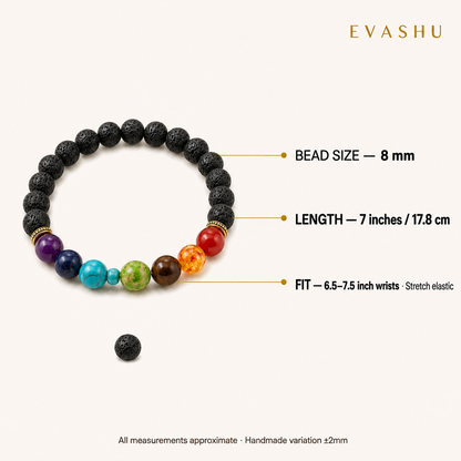 Black Obsidian, 7 Chakra & Evil Eye Bracelet for Protection