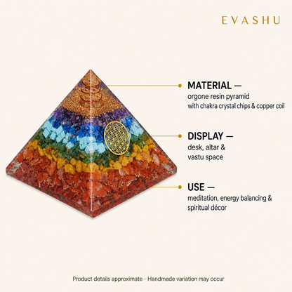 7 Chakra Pyramid size, dimensions and product specification guide