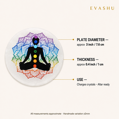 Selenite 7 Chakra Round Charging Plate product details