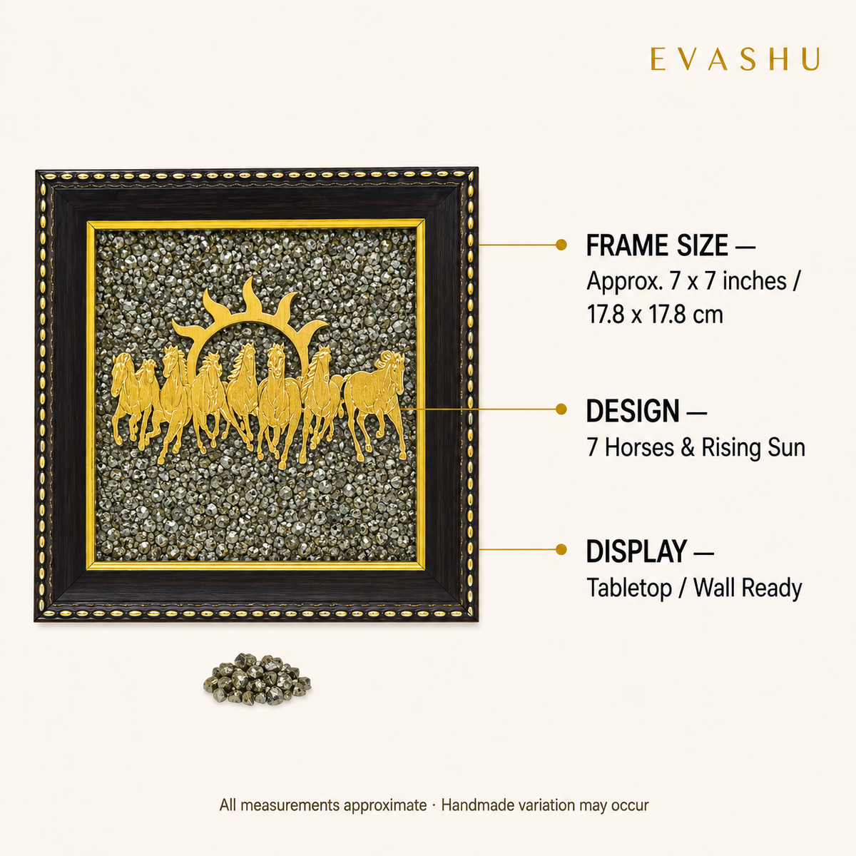 Pyrite 7 Horses Decorative Frame product specification guide