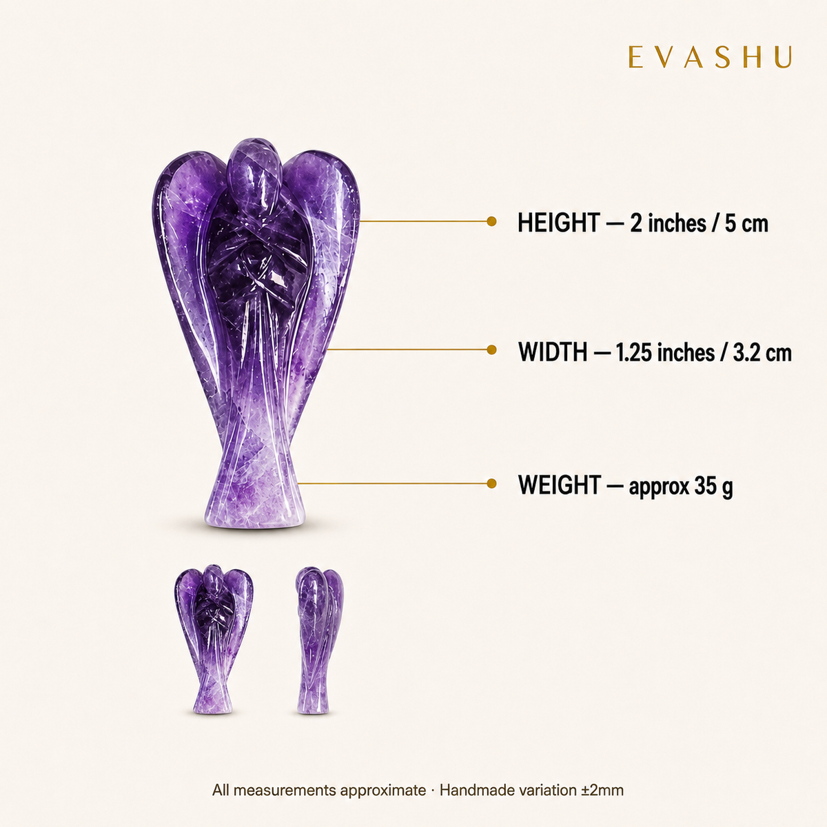 Amethyst Angel size, dimensions and product specification guide
