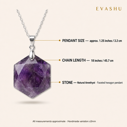 Amethyst Hexagon Pendant size, dimensions and product specification guide