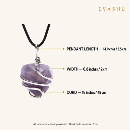 Amethyst Pendant size, dimensions and product specification guide