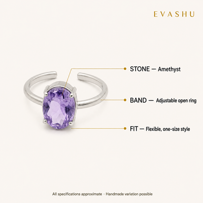 Amethyst Ring size, dimensions and product specification guide