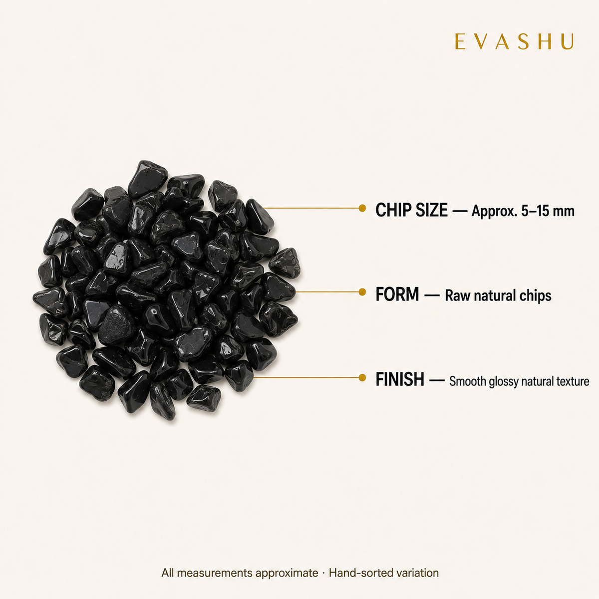 Black Obsidian Chips size, dimensions and product specification guide