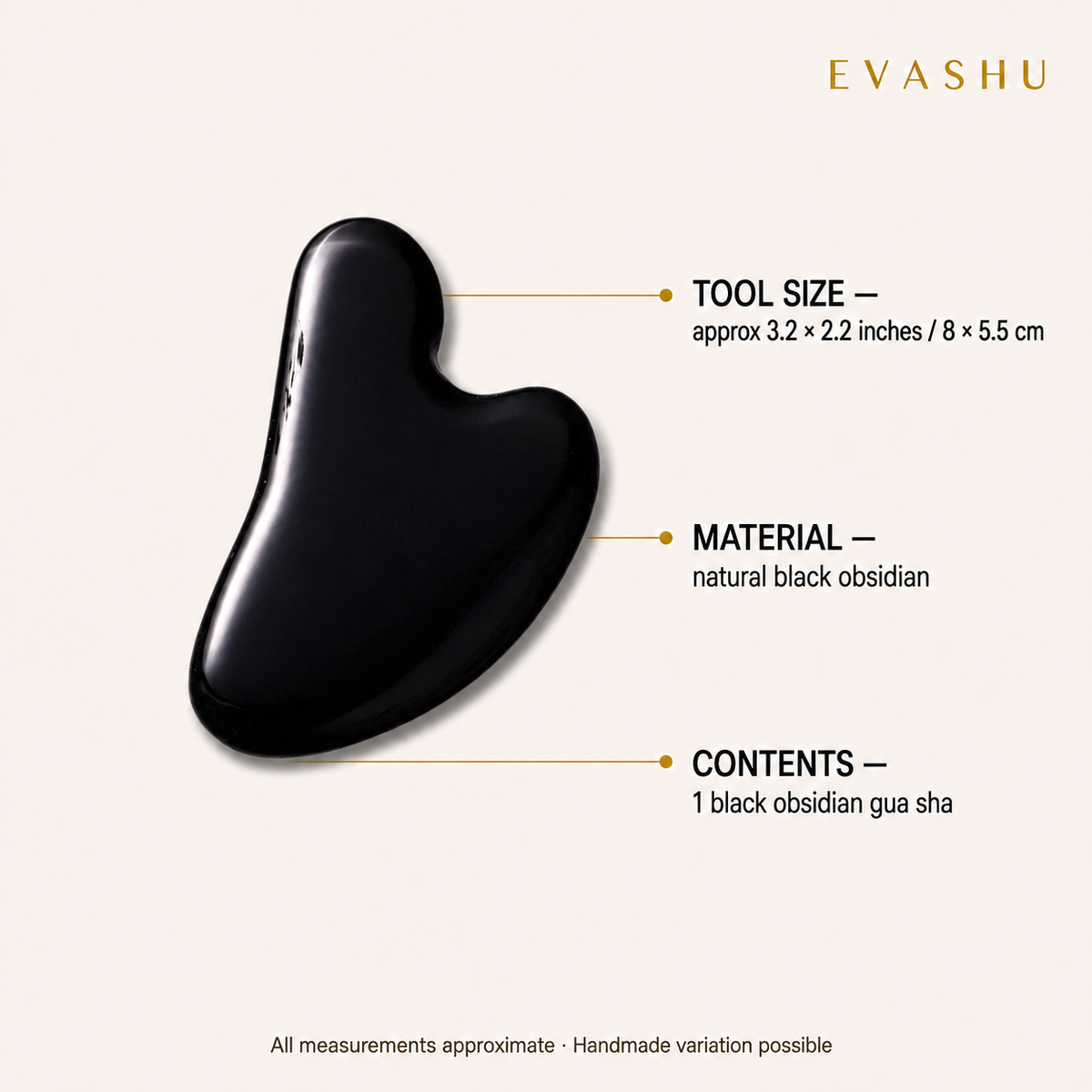Black Obsidian Gua Sha size, dimensions and product specification guide