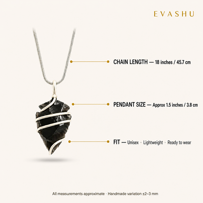 Black Obsidian Arrowhead Pendant product specification guide