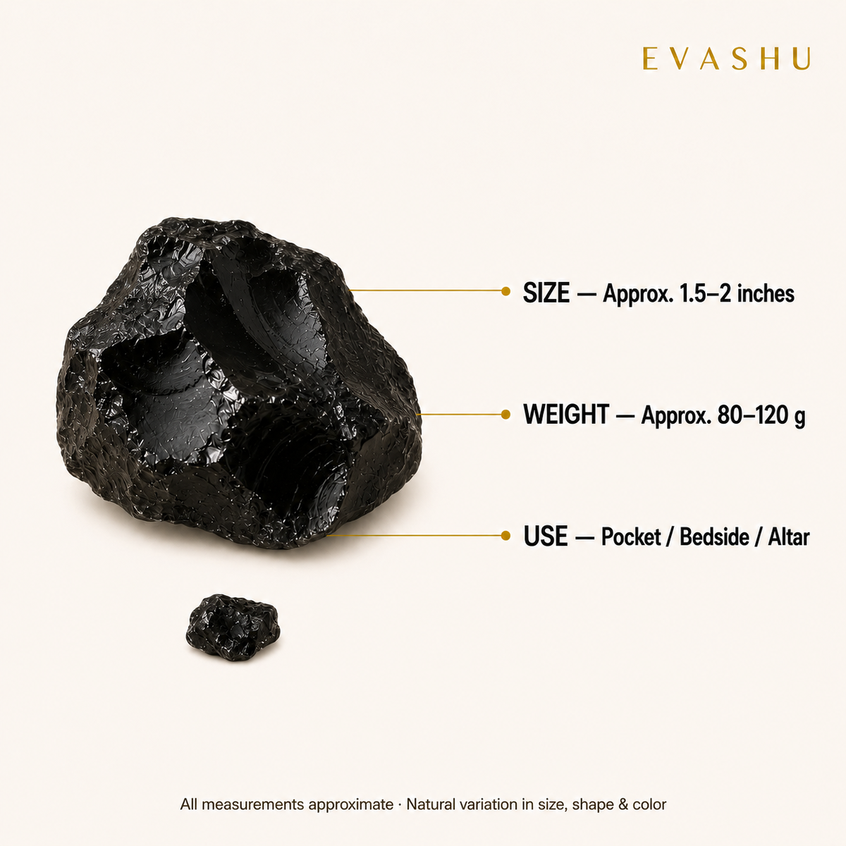 Black Obsidian raw stone weight and product specification guide