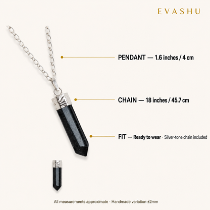 Black Onyx Pencil Pendant size, dimensions and product specification guide