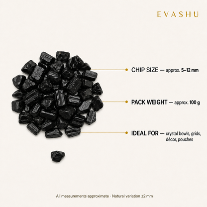 Black Tourmaline Chips size, dimensions and product specification guide