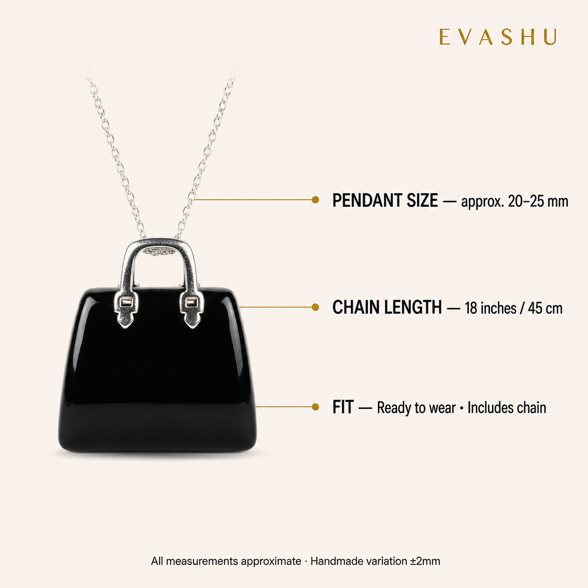 Black Tourmaline Mini Handbag Pendant product details