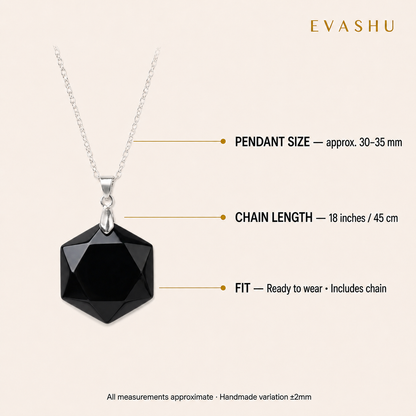Black Tourmaline Hexagon Pendant size, dimensions and product specification guide