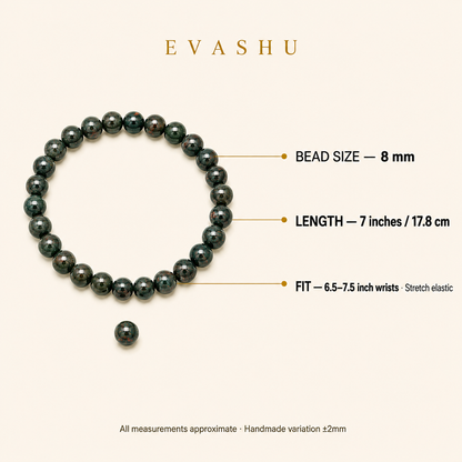 Bloodstone Bracelet 8 mm bead size, bracelet length and stretch fit guide