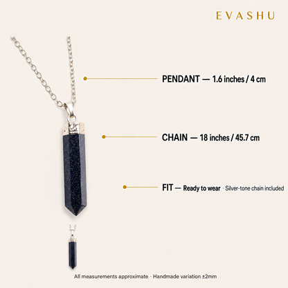 Blue Goldstone Pencil Pendant size, dimensions and product specification guide