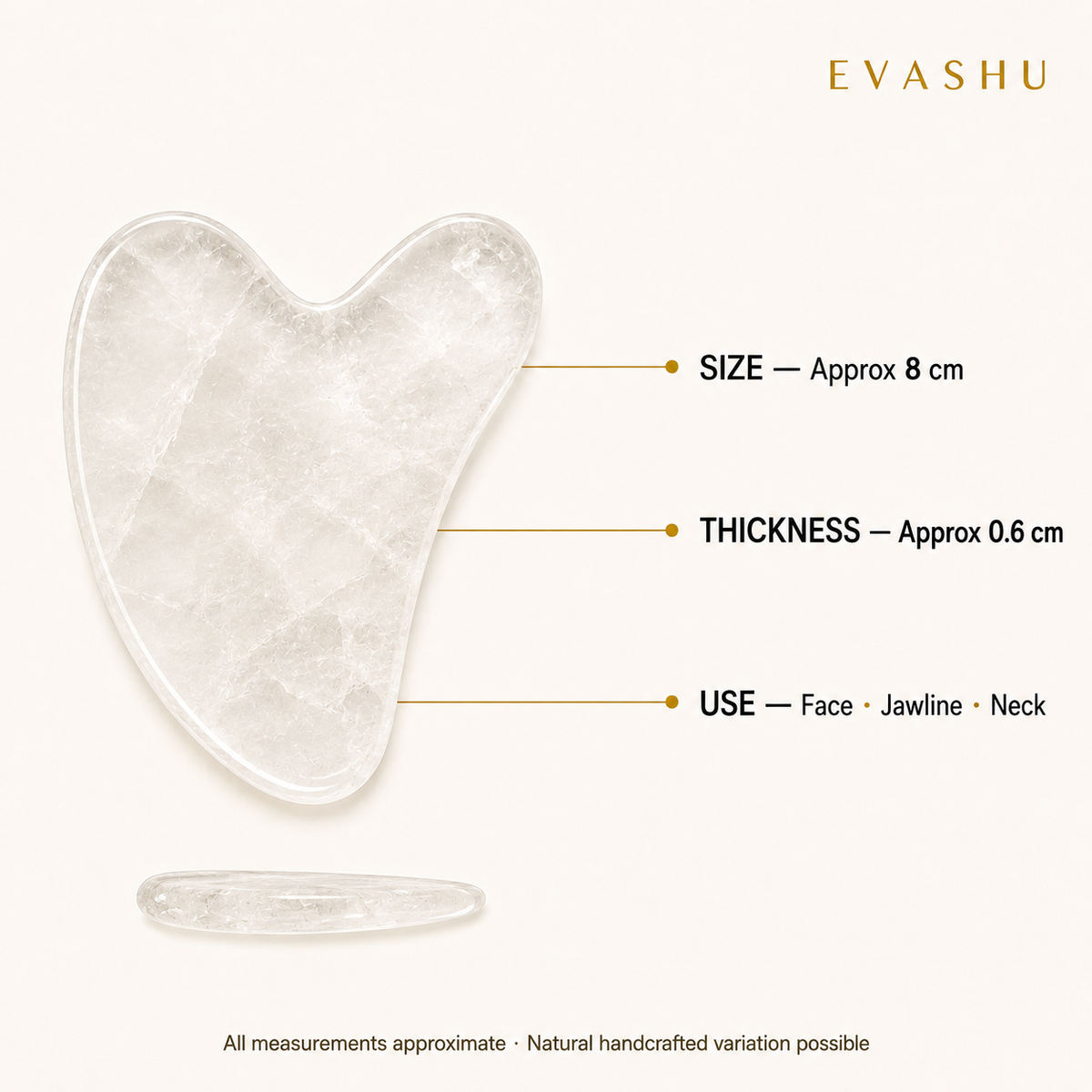 Clear Quartz Gua Sha size, dimensions and product specification guide