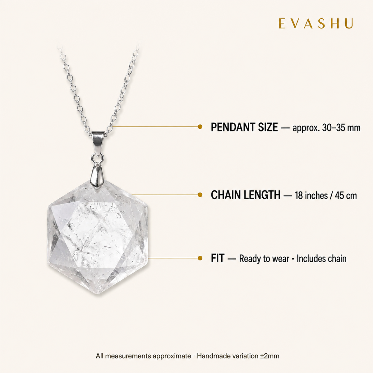 Clear Quartz Hexagon Pendant product details
