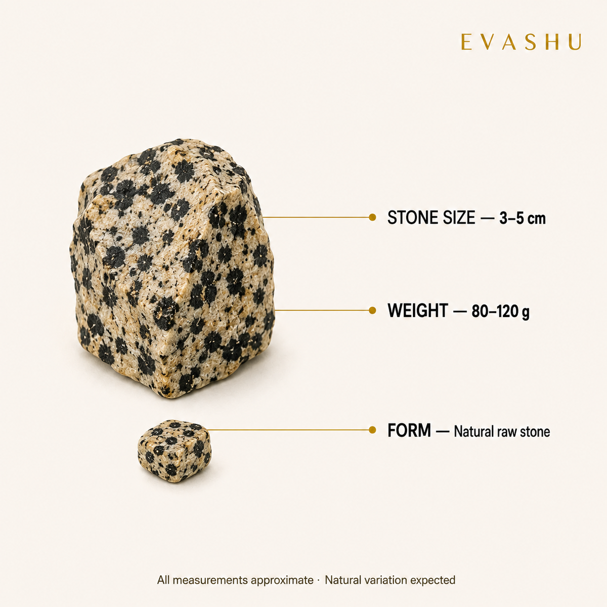 Dalmatian Jasper Stone size, dimensions and product specification guide