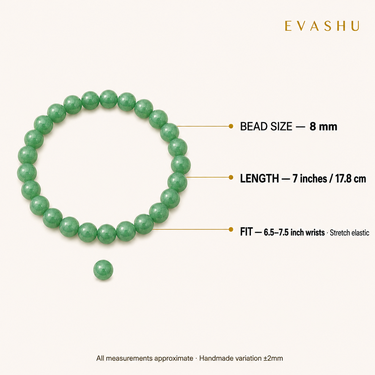Green Aventurine 8 mm Bracelet size and product details