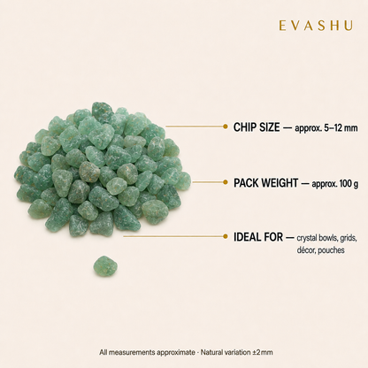 Green Aventurine Chips size, dimensions and product specification guide