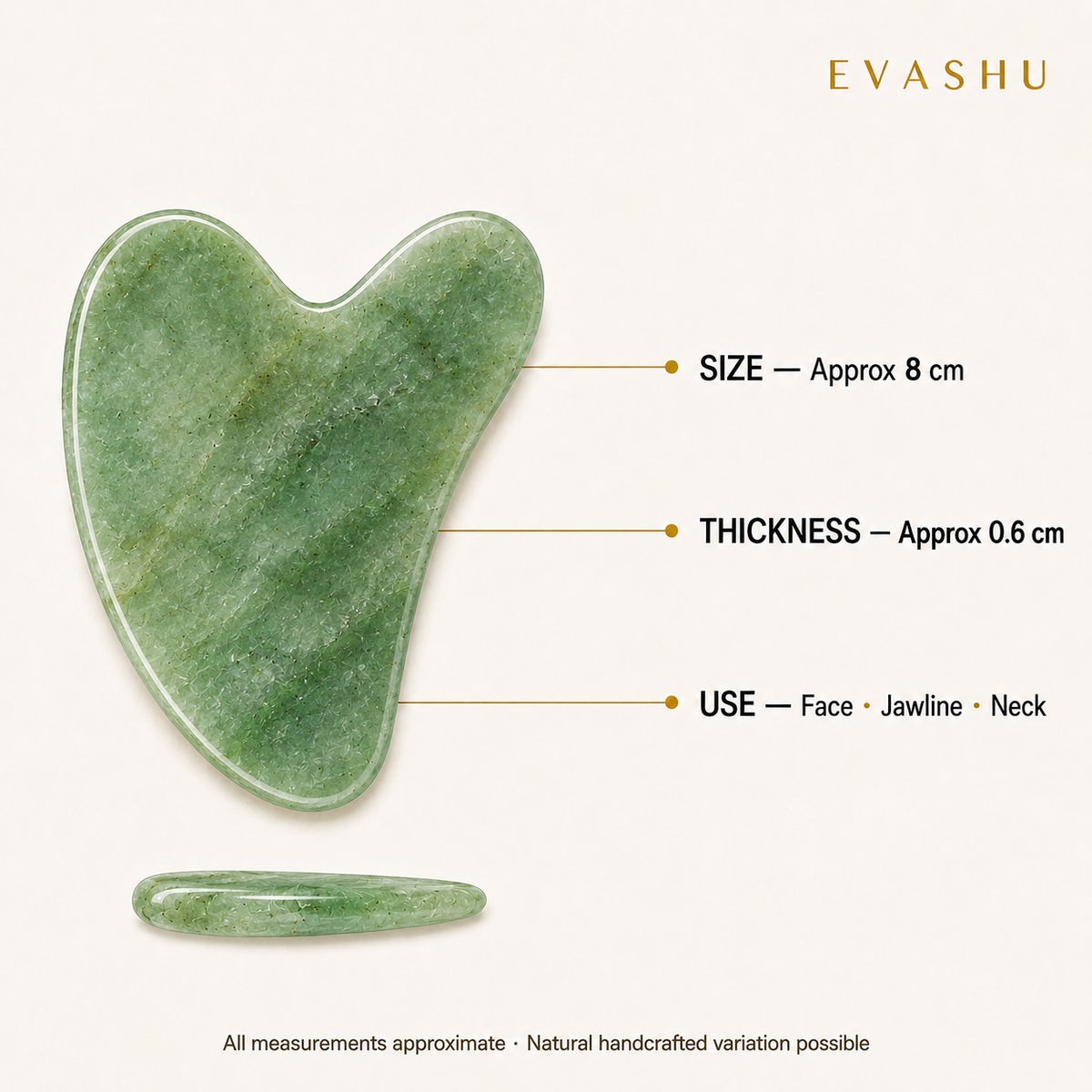 Green Aventurine Gua Sha size, dimensions and product specification guide
