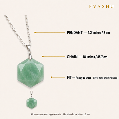 Green Aventurine Hexagon Pendant size, dimensions and product specification guide