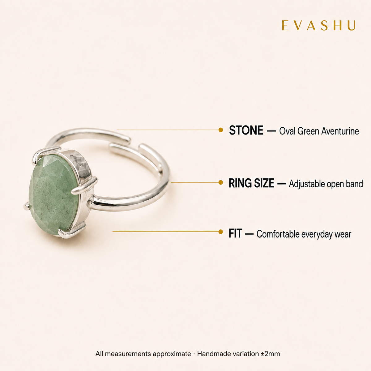 Green Aventurine Adjustable Ring product details