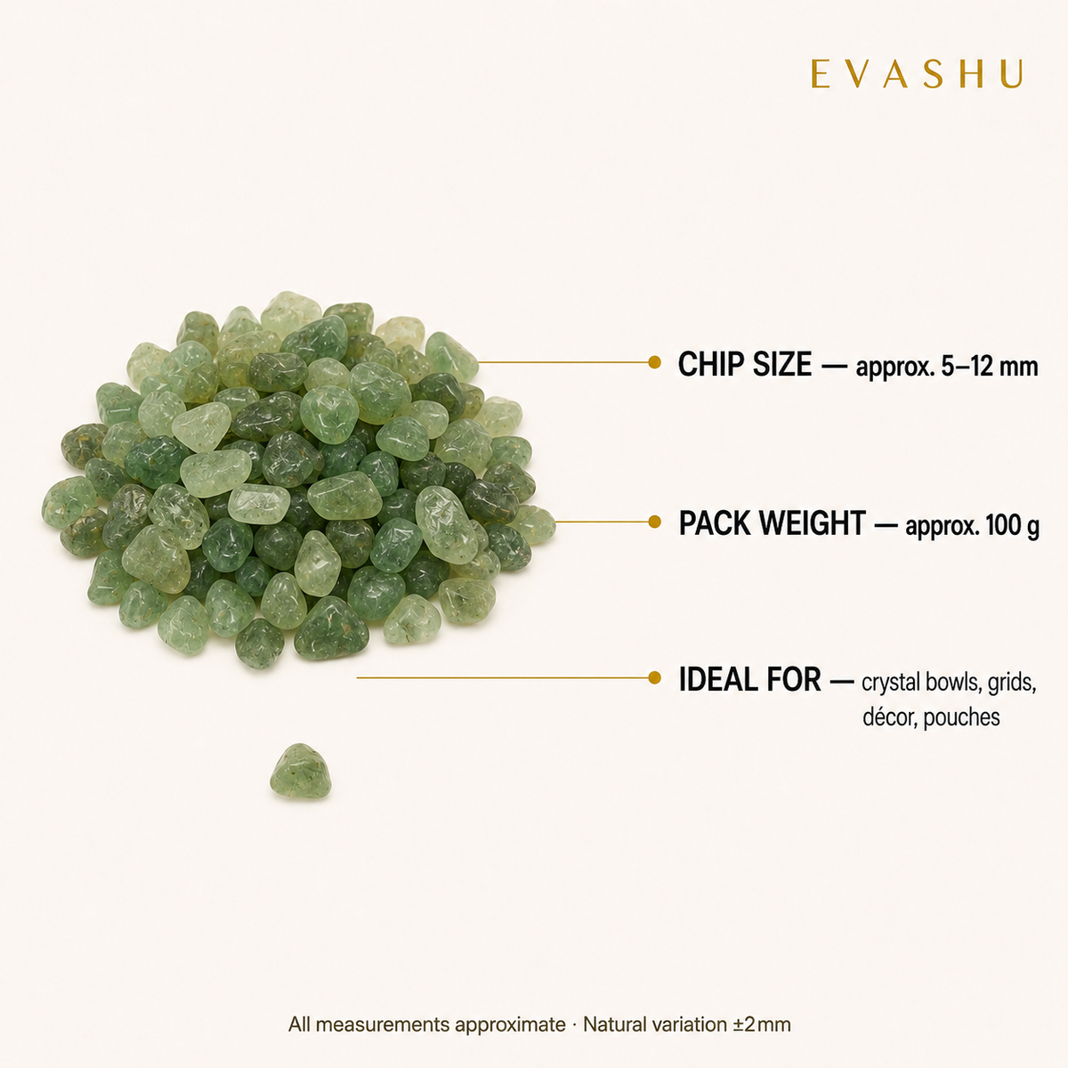Green Jade Chips size, dimensions and product specification guide