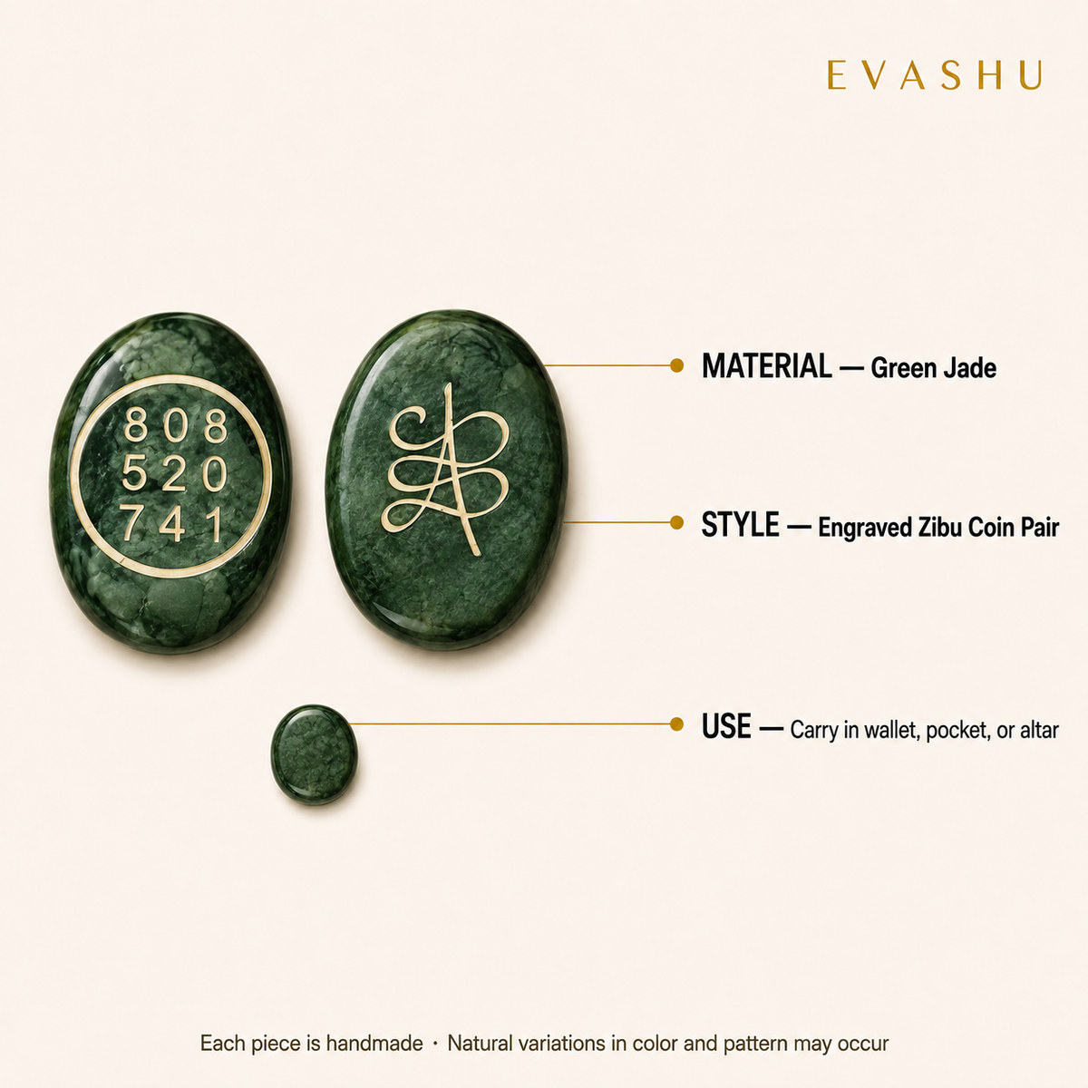 Green Jade Zibu Coin size, dimensions and product specification guide
