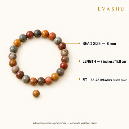 picasso-jasper-8mm-bracelet size, dimensions and product specification guide