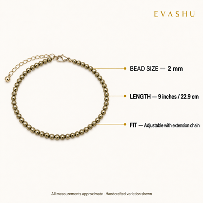 pyrite-anklet-set size, dimensions and product specification guide
