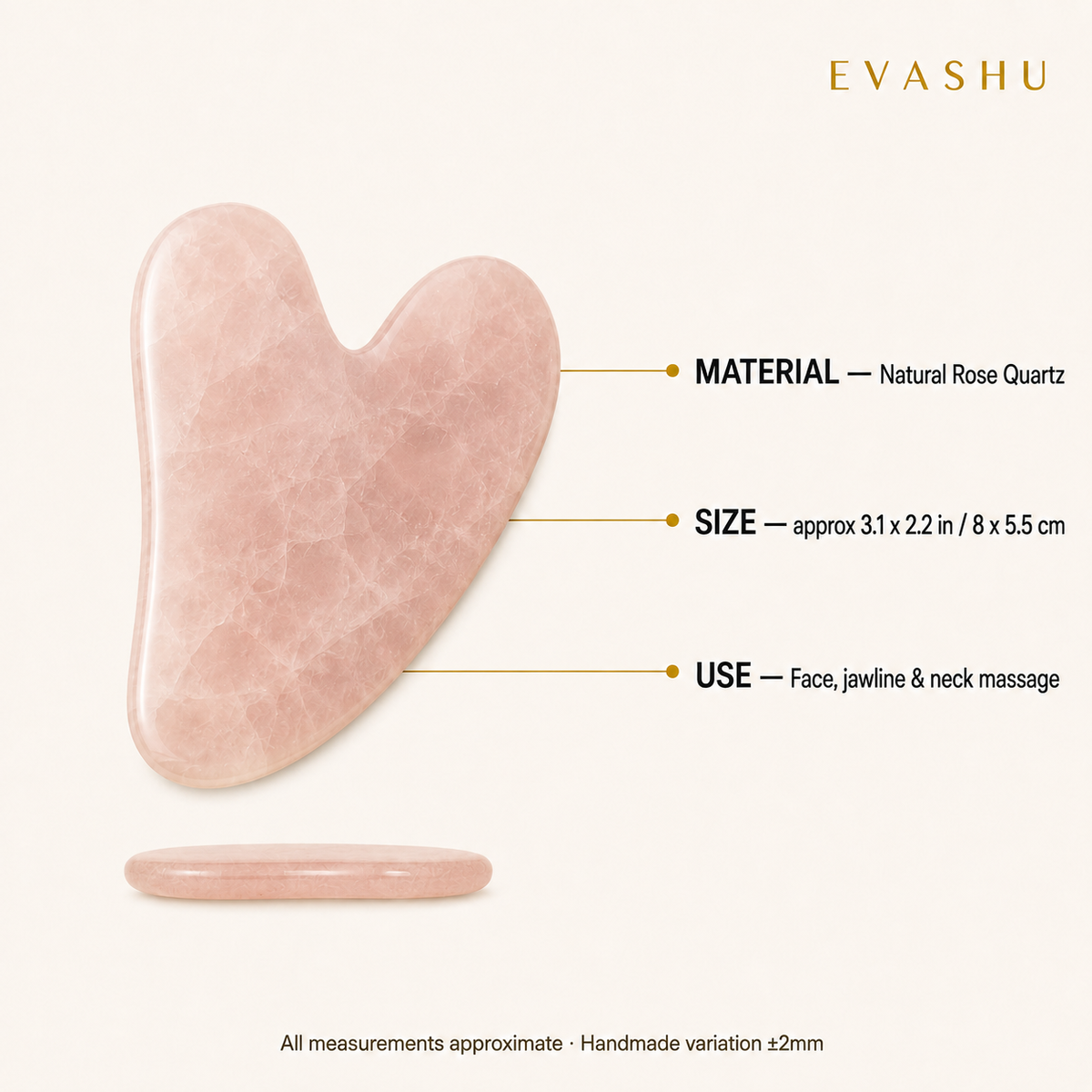 Rose Quartz Gua Sha size, dimensions and product specification guide
