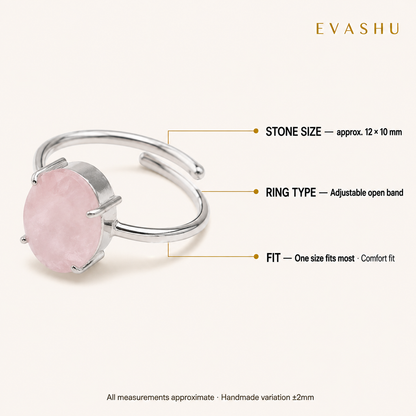 Rose Quartz Ring size, dimensions and product specification guide