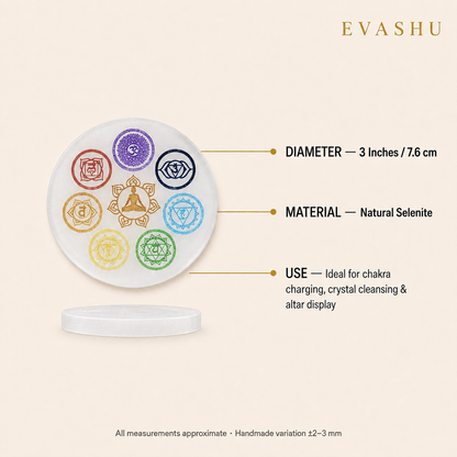 Selenite 7 Chakra Plate size, dimensions and product specification guide