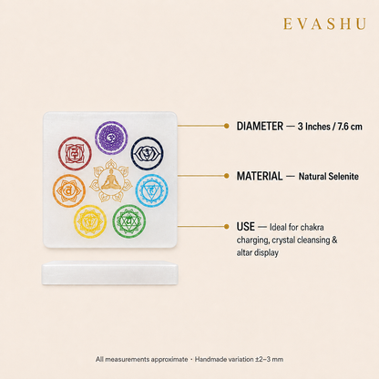 Selenite 7 Chakra Square Plate size, dimensions and product specification guide