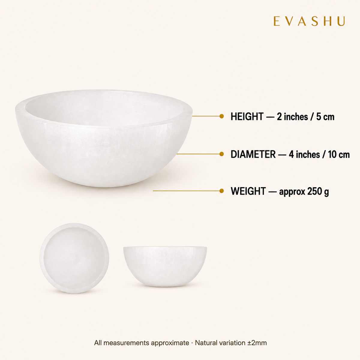 Selenite Bowl size, dimensions and product specification guide