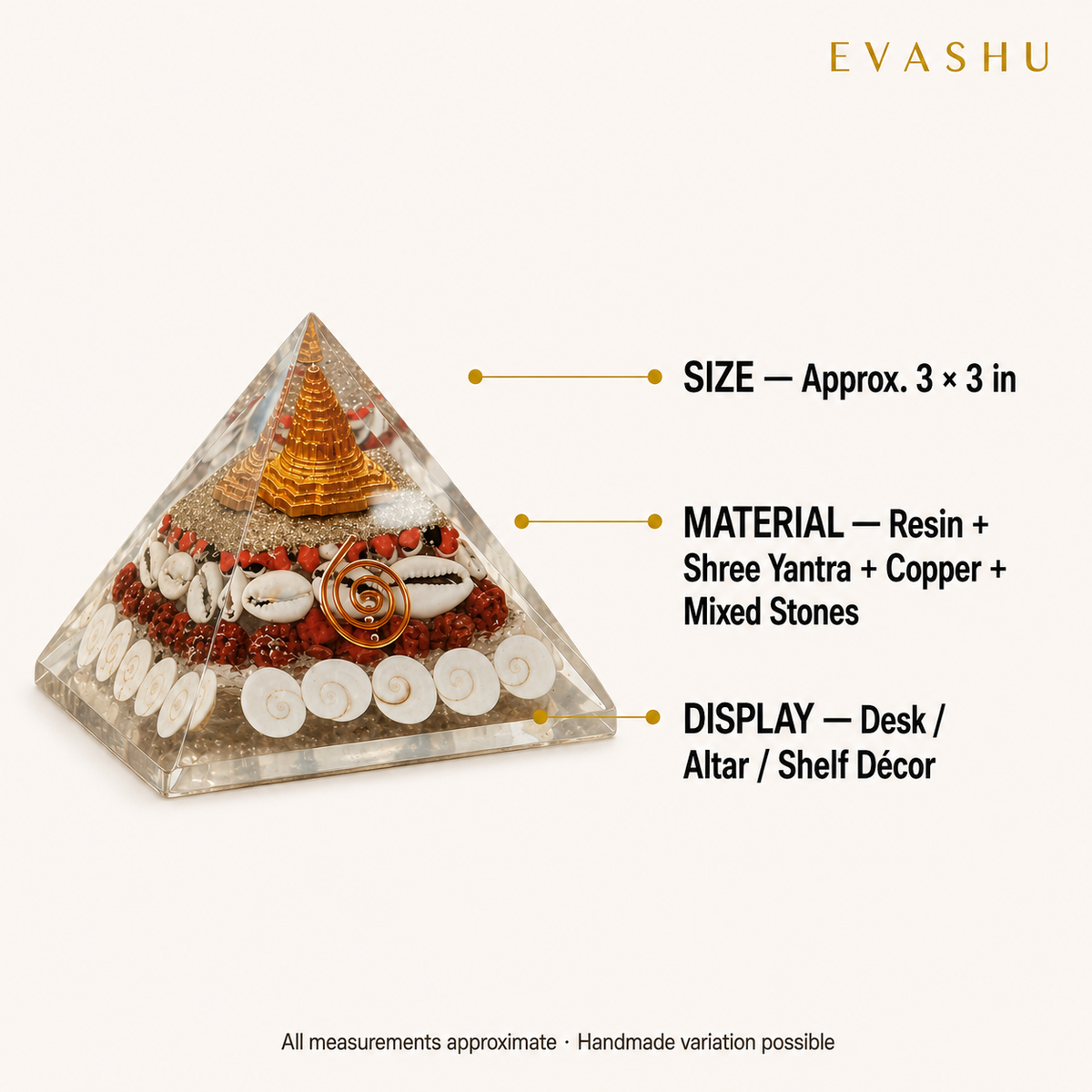 Shree Yantra Pyramid size, dimensions and product specification guide